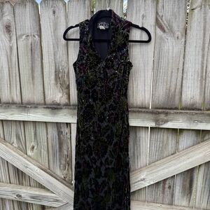 Vintage 90s Alex Evenings Floral Sparkly Maxi Dress